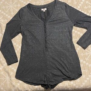 Colsie Black Shimmer Long-Sleeve Bodysuit